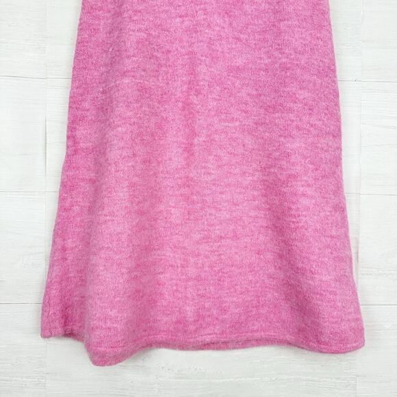 Zara Wool Alpaca Blend Mini Dress Size S Pink Embellished Straps Coquette Twee - Picture 5 of 13